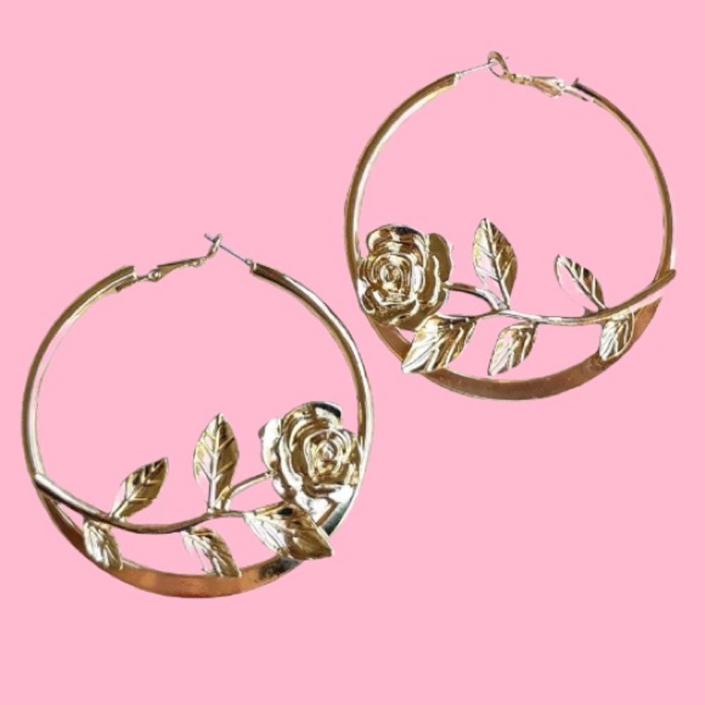 “BABY” or Rose hoop earrings